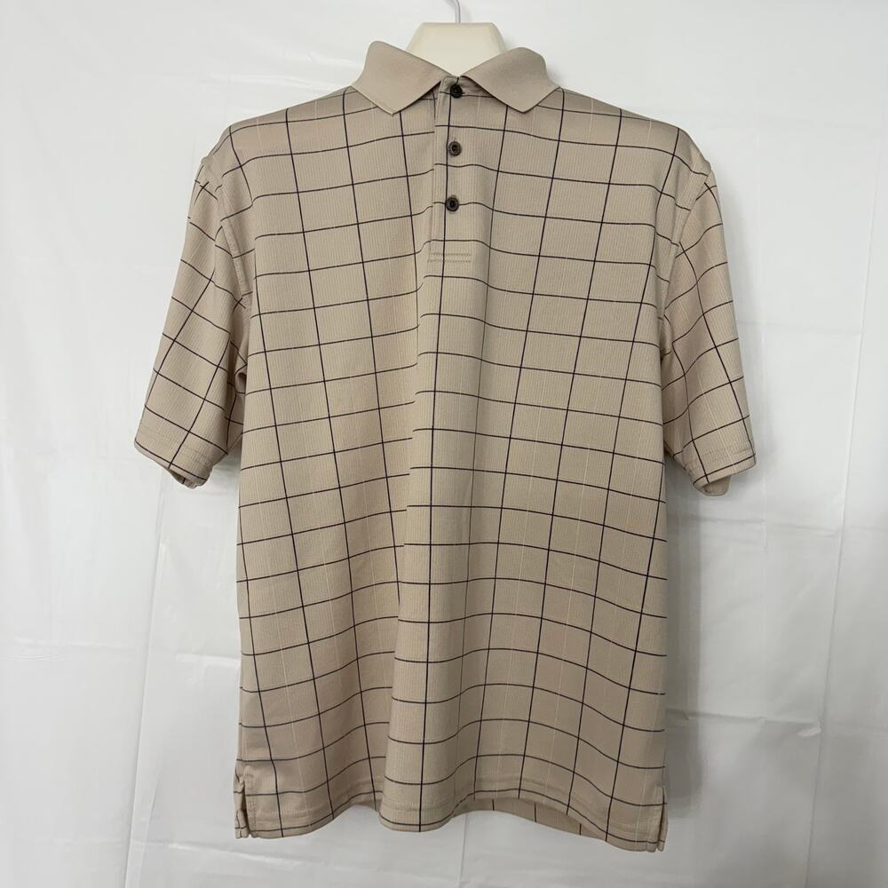 PGA Tour Polo Shirt Mens L Tan Blk/White Golf Short Sleeve